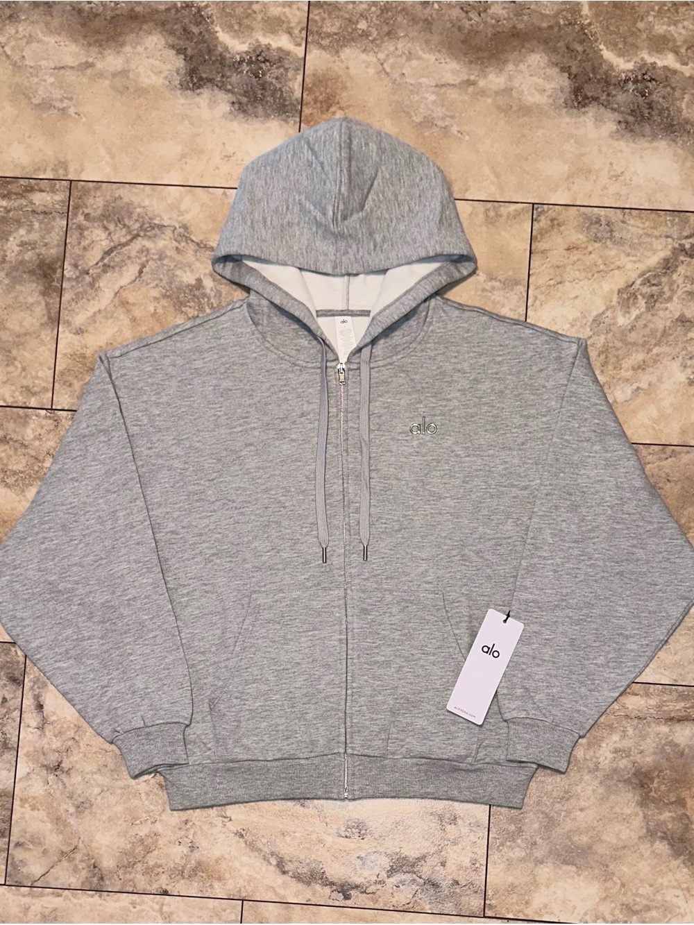 Alo Yoga Accolade Full Zip Hoodie Athletic Heather Grey Sweatshirt NWT Small